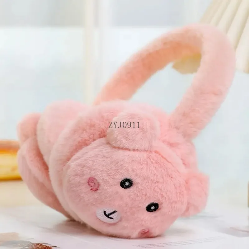 * Protetores de orelha à prova de vento de ursinho de desenho animado, aquecedor de orelha grosso para homens e mulheres, envoltório de orelha para ciclismo ao ar livre, macio e confortável