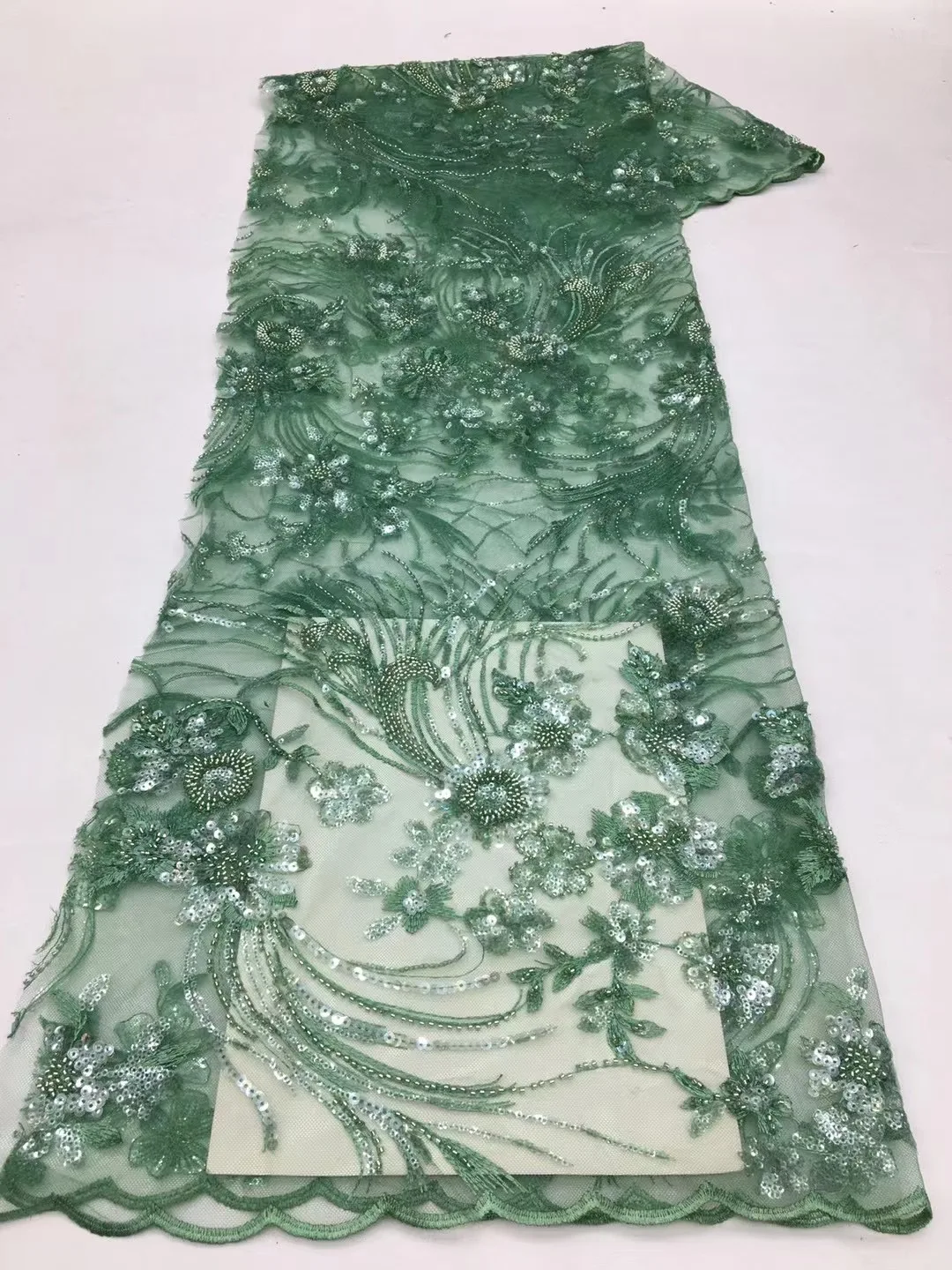 

Luxury Elegant 2023 African Embroidery Bead Tulle Mesh Lace Nigerian with Sequins Lace Fabric for Wedding Party Dress HXX5459