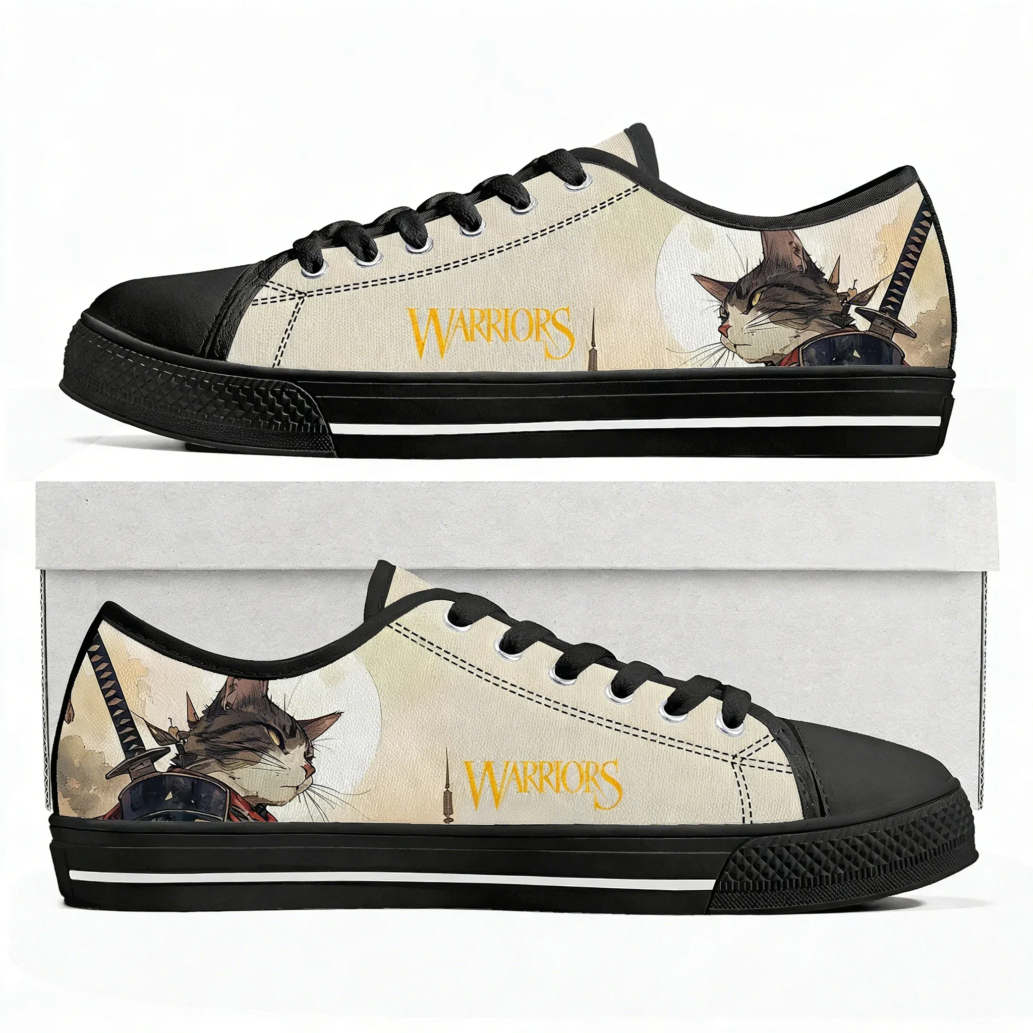 Cat Warrior Low Top High Quality Sneakers Mens Womens Teenager Canvas Sneaker Casual Fashion Animation Shoe Custom Made Shoes - view 2