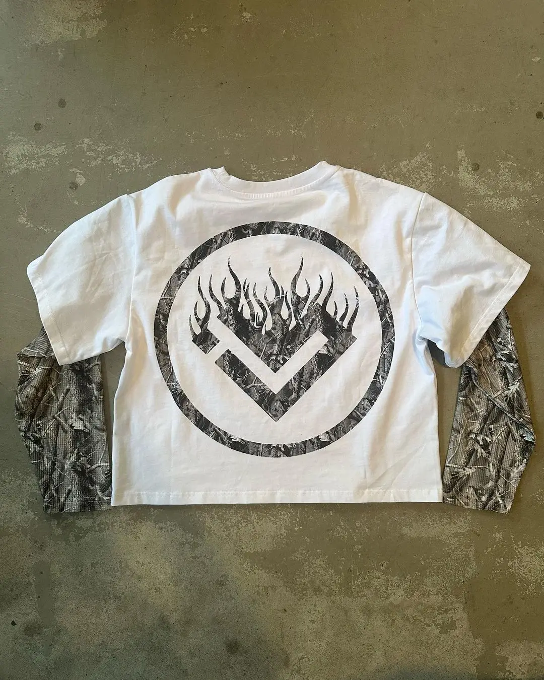 

Street Fashion Camouflage Patchwork Shirt Women's T-shirt Men's American Casual Printed Long Sleeved Retro Harajuku Loose Top