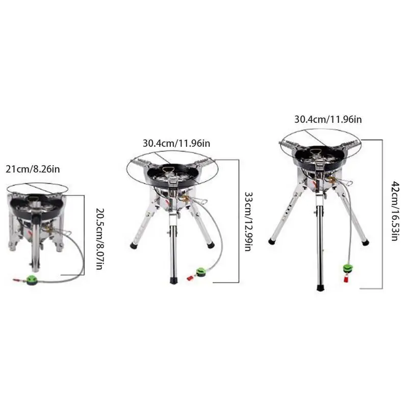 Imagem -06 - Portátil e Dobrável Camping Fogão Queimador Dual Head Burner Windproof Burner Fogão a Gás Butano Ferramentas de Cozinha ao ar Livre Brs69