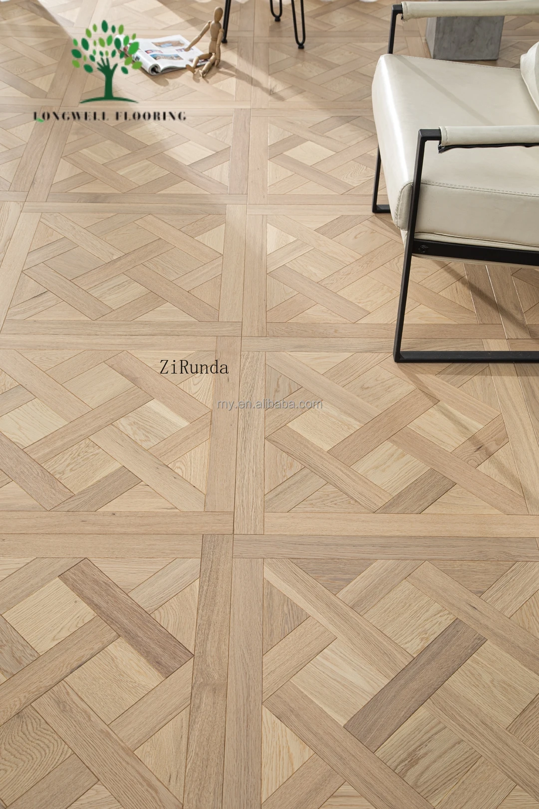 نسخة مخصصة من أرضية خشبية صلبة من خشب البلوط الأبيض الحديثة من الدرجة ABC أرضية خشبية داخلية