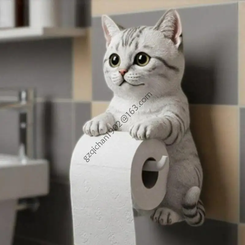 

X7ab Очаровательные кошки в форме настенной туалетной бумаги Организаторы для ванной комнаты.