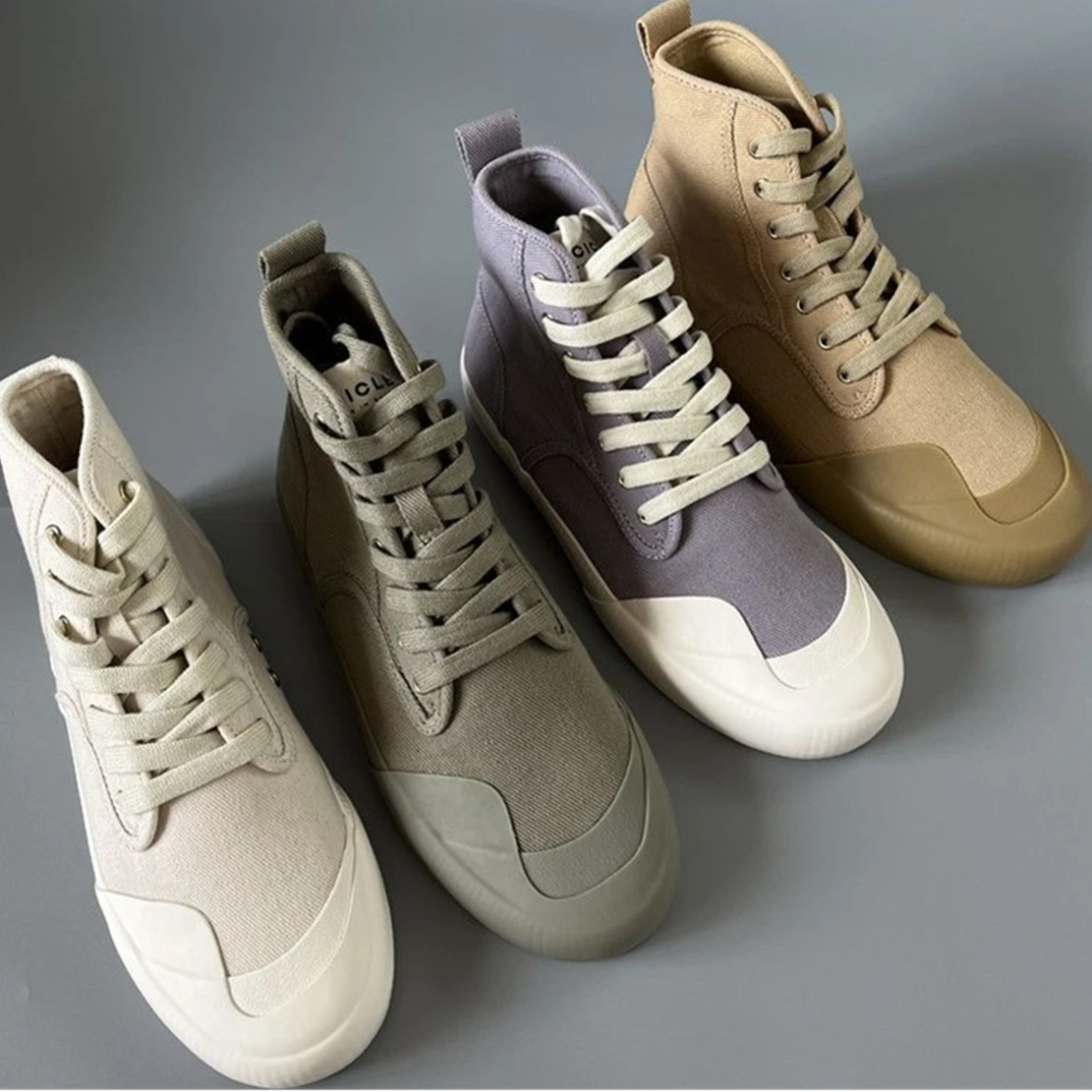 

Withered Casual Comfortable Sneakers Shoes Women Canvas Leather And Breathable Retro Women's High Top Vulcanized Shoes