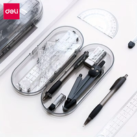 DELI Professional Drafting Tools Set 8PCS Drawing Kit with Compass Ruler Protractor Geometry Set for Students