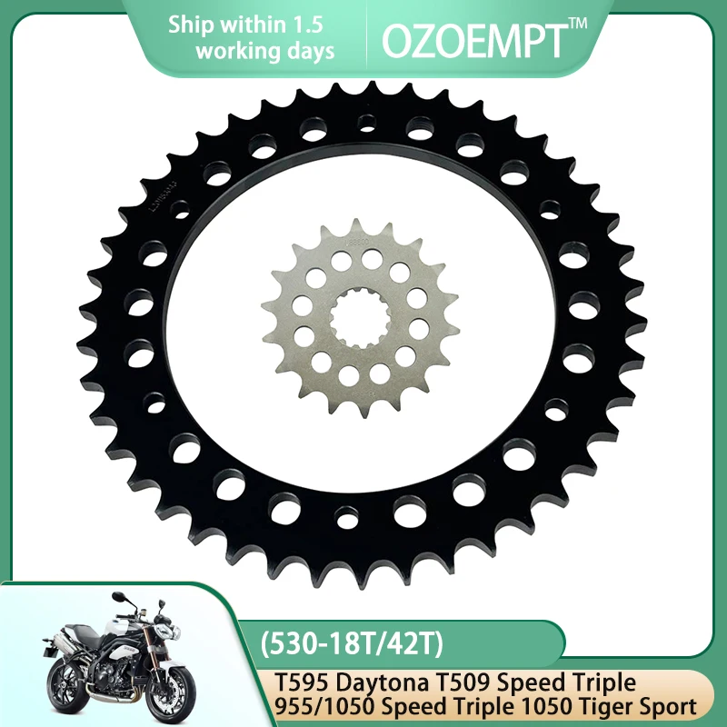 

OZOEMPT（530-18T/43T）Motorcycle Front And Rear Sprockets For phTrium T595 Daytona T509 955 Sprint ST 1050 Speed Triple Tiger