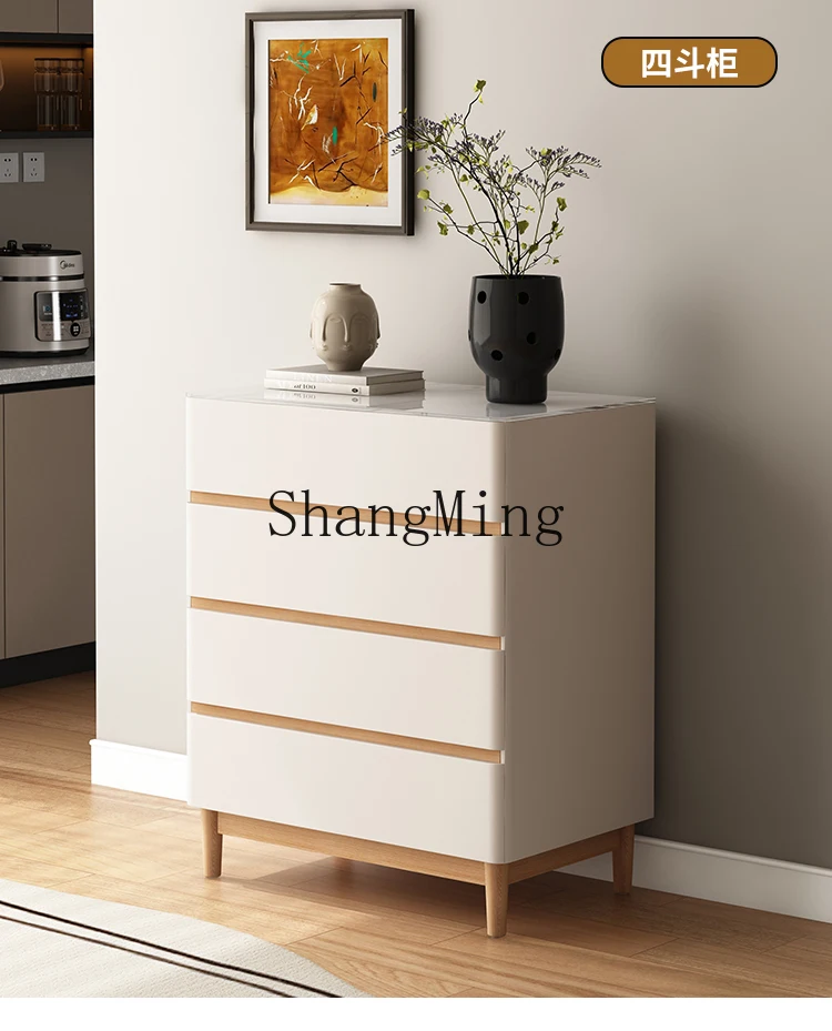 

ZYYCream Style Chest of Drawers Bedroom Bedside Storage Drawer Five-Drawer Organizer Living Room Wall-Mounted Storage Cabinet