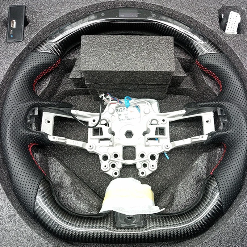 Customized Carbon Fiber Leather Steering Wheel Fit For Ford Mustang 2015 2016 2017 2018 2019 2020 2021 2022 GT