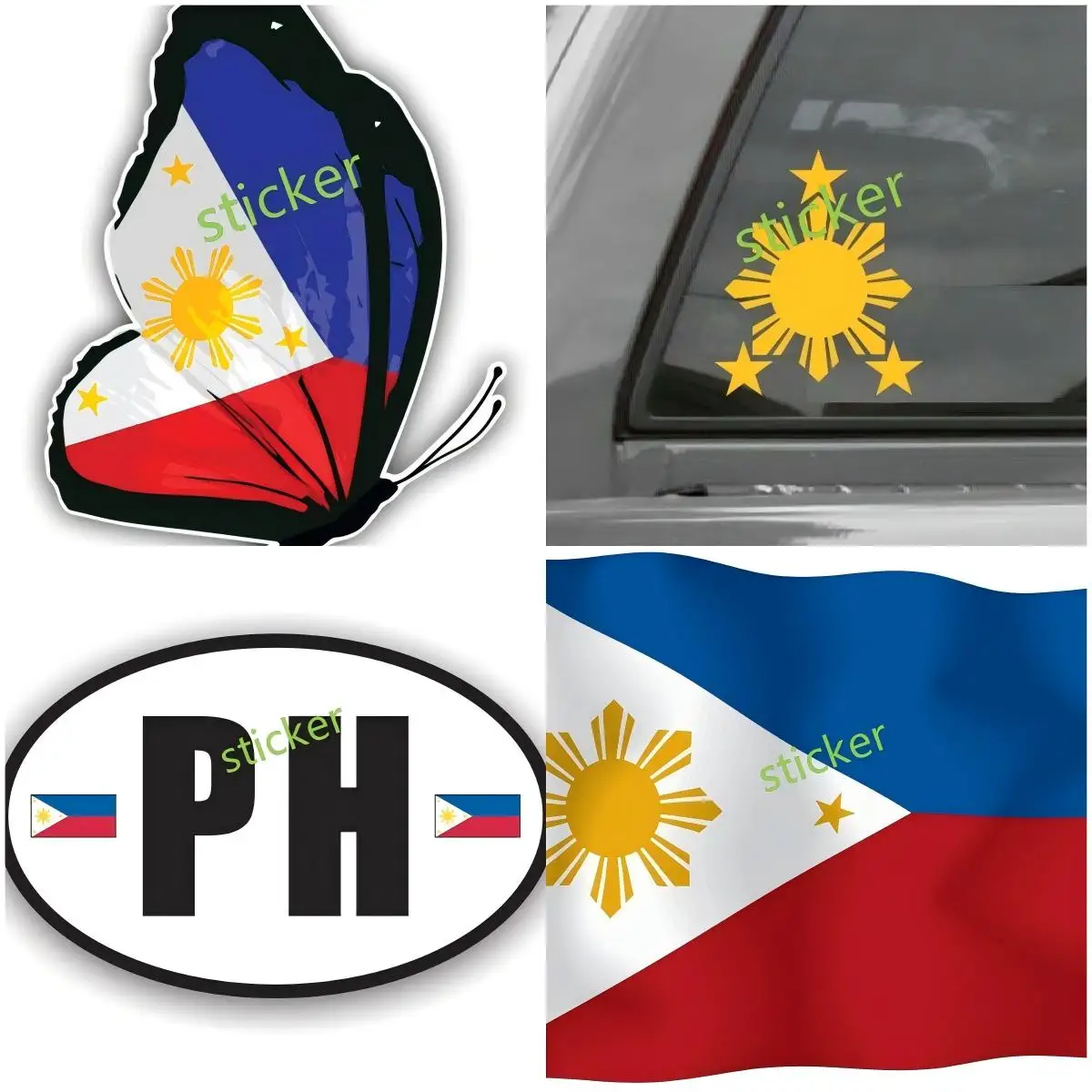 

Philippines Personality Reflective Baby Windshield Stickers cover Scratches Sunscreen Decal Decoration