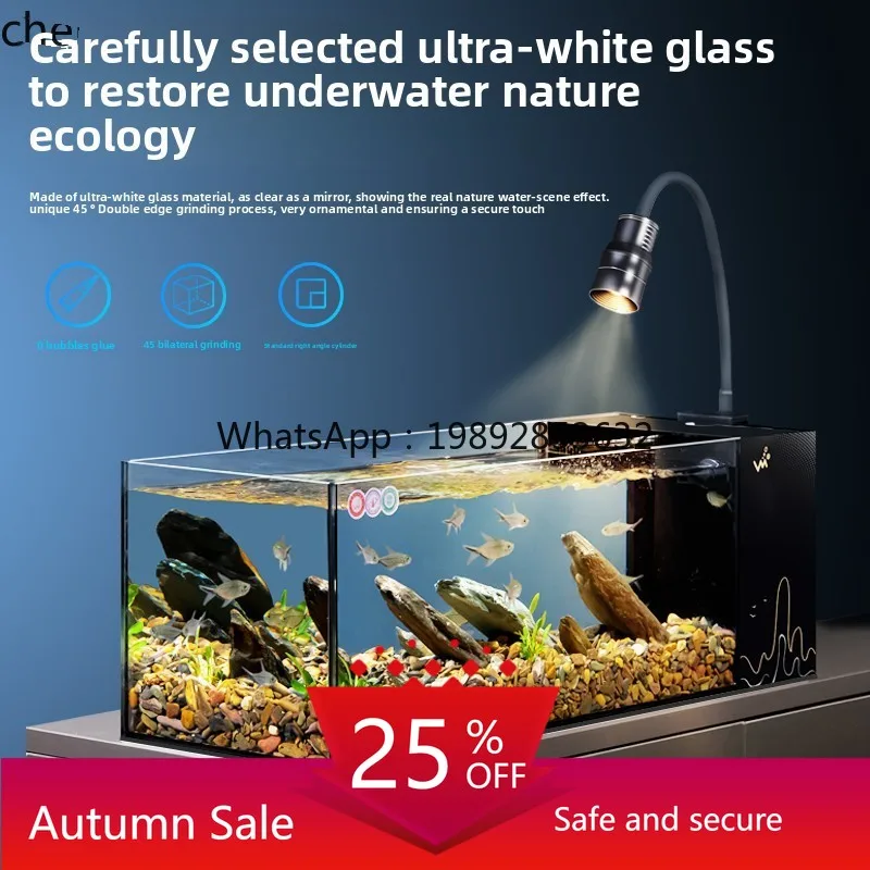

desktop stream side filter ultra-white glass self-circulation living room landscaping water-free fish tank