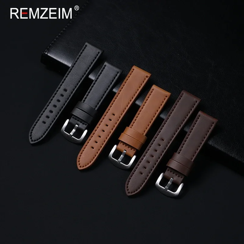Damen- und Herrenarmbänder, 18 mm, 20 mm, 22 mm, 24 mm, Riemen, Retro-Leder-Ersatz-Uhrenarmbänder, Schwarz, Braun, Uhrenzubehör