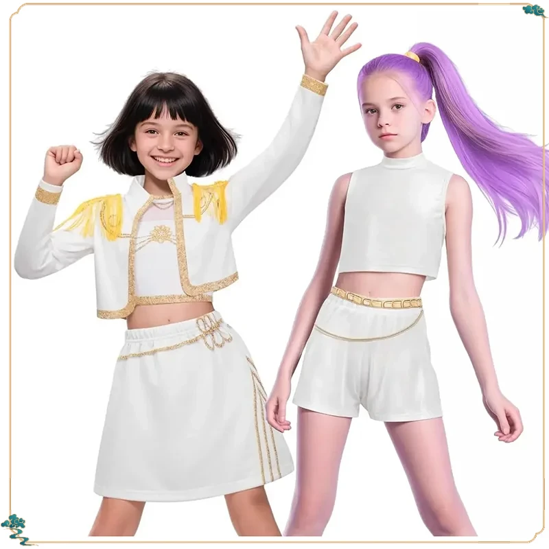 

New Girls Demon Hunters Rumi Cosplay Costume Halloween Carnival K-Pop Zoey Mira Cosplay Kids Idol Stage Dress Up Outfit Children