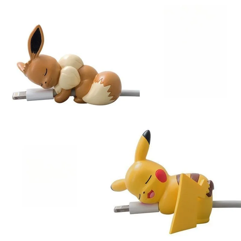 Novo kawaii pokemon pikachu bonito dos desenhos animados diy cabo de carregamento do telefone conector manga protetora anime figura presente crianças brinquedos