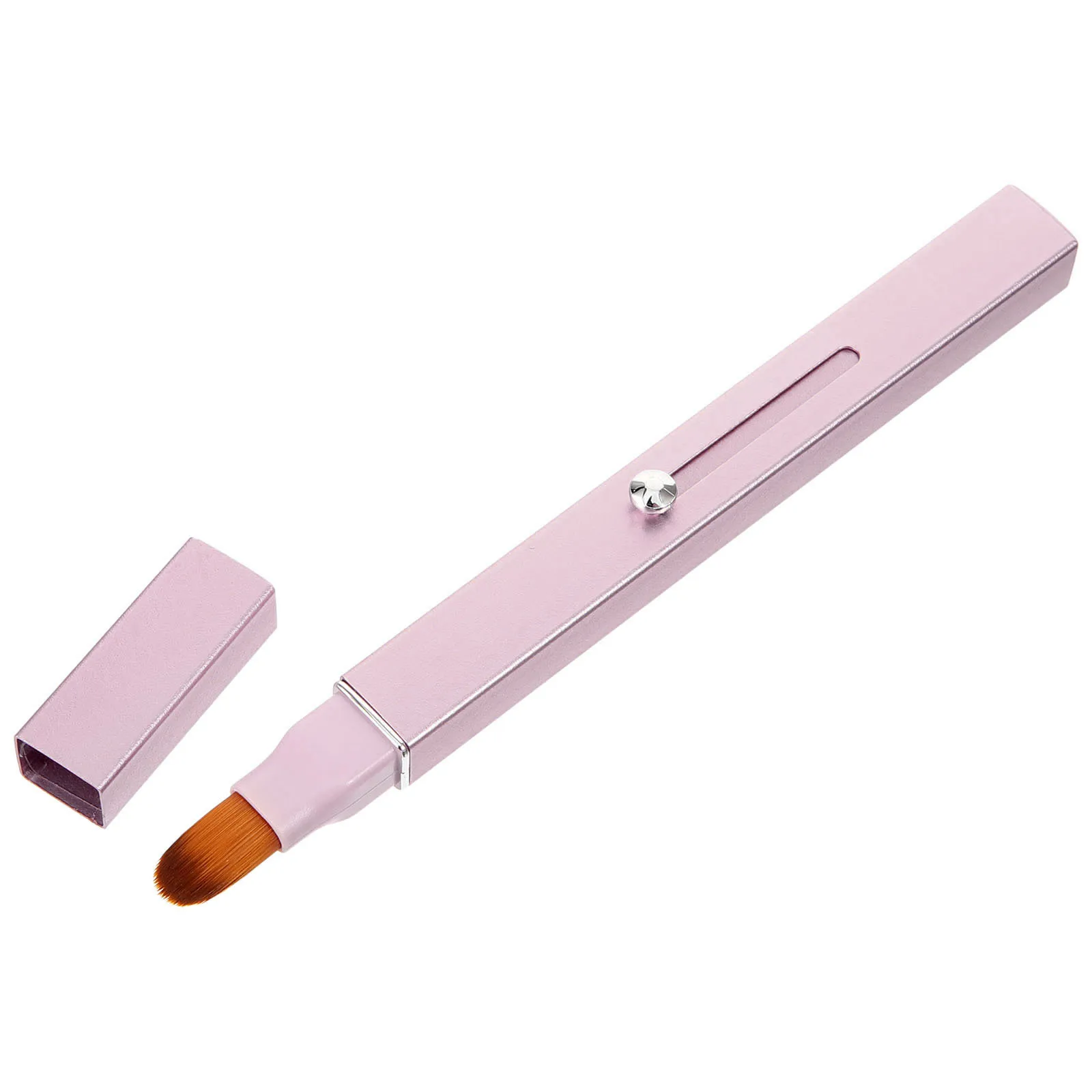 Pincel labial retrátil de ponta dupla, aplicador corretivo de batom, ferramenta de maquiagem portátil para mulheres, aplicação de bálsamo de brilho labial