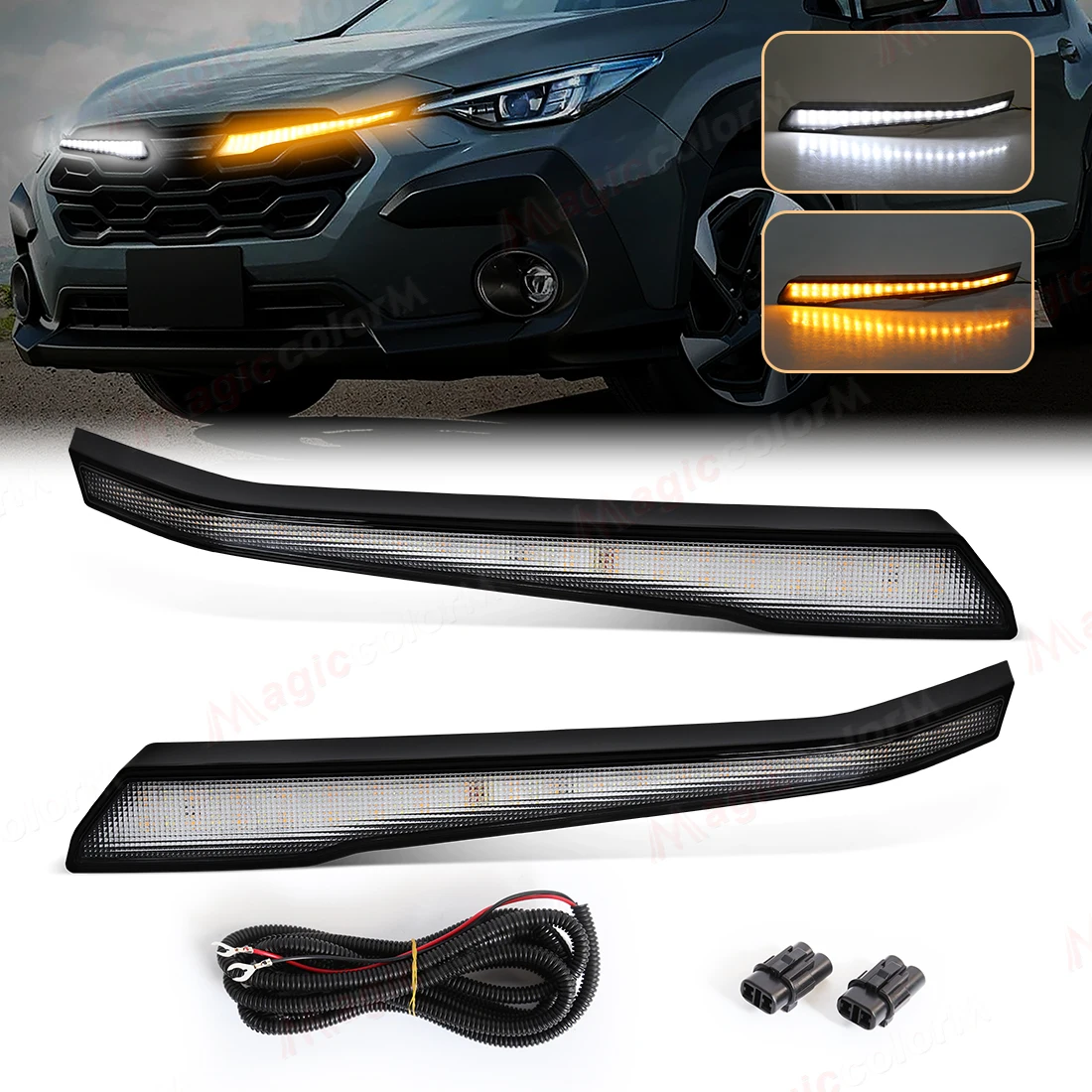 

For Subaru Crosstrek 2023 2024 Front Grille Lights Grill LED Front Bumper Warning Auto Daylights DRL Turn Signal Car Accessories