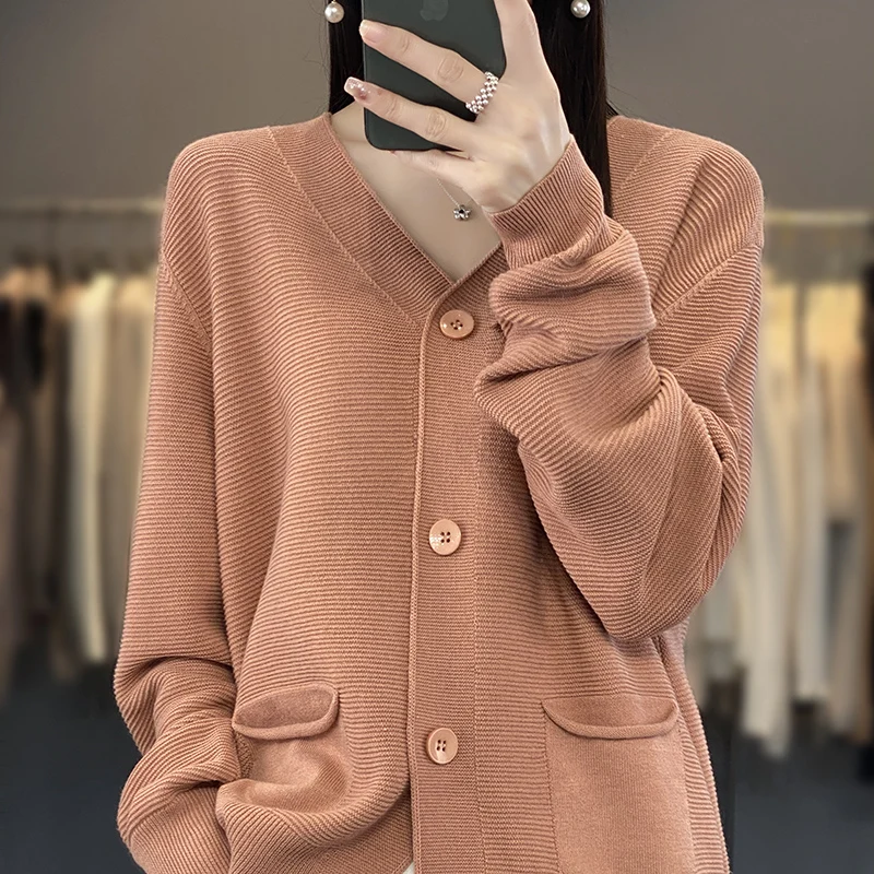 

Cotton Line Long Sleeve Knit Cardigan Women's Short Coat Loose Casual Joker Top Sun Protection Air Conditioning Shirt Short