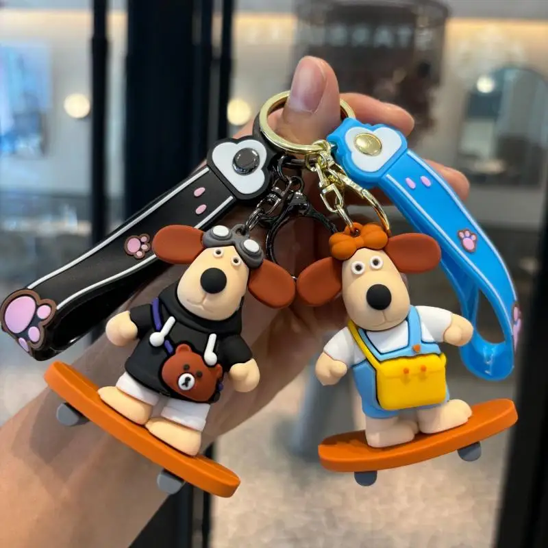 Cartoon Animation Role Play Pilot Gromit Pvc Doll Keychain Kawaii Car Keychain Student School Bag Pendant Decoration Cute Gift