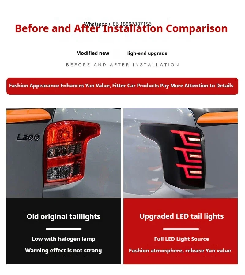 

Задние фонари FT для Mitsubishi Triton L200 2015-2018, светодиодные задние фонари с динамическим указателем поворота, комплект задних фонарей для автомобиля