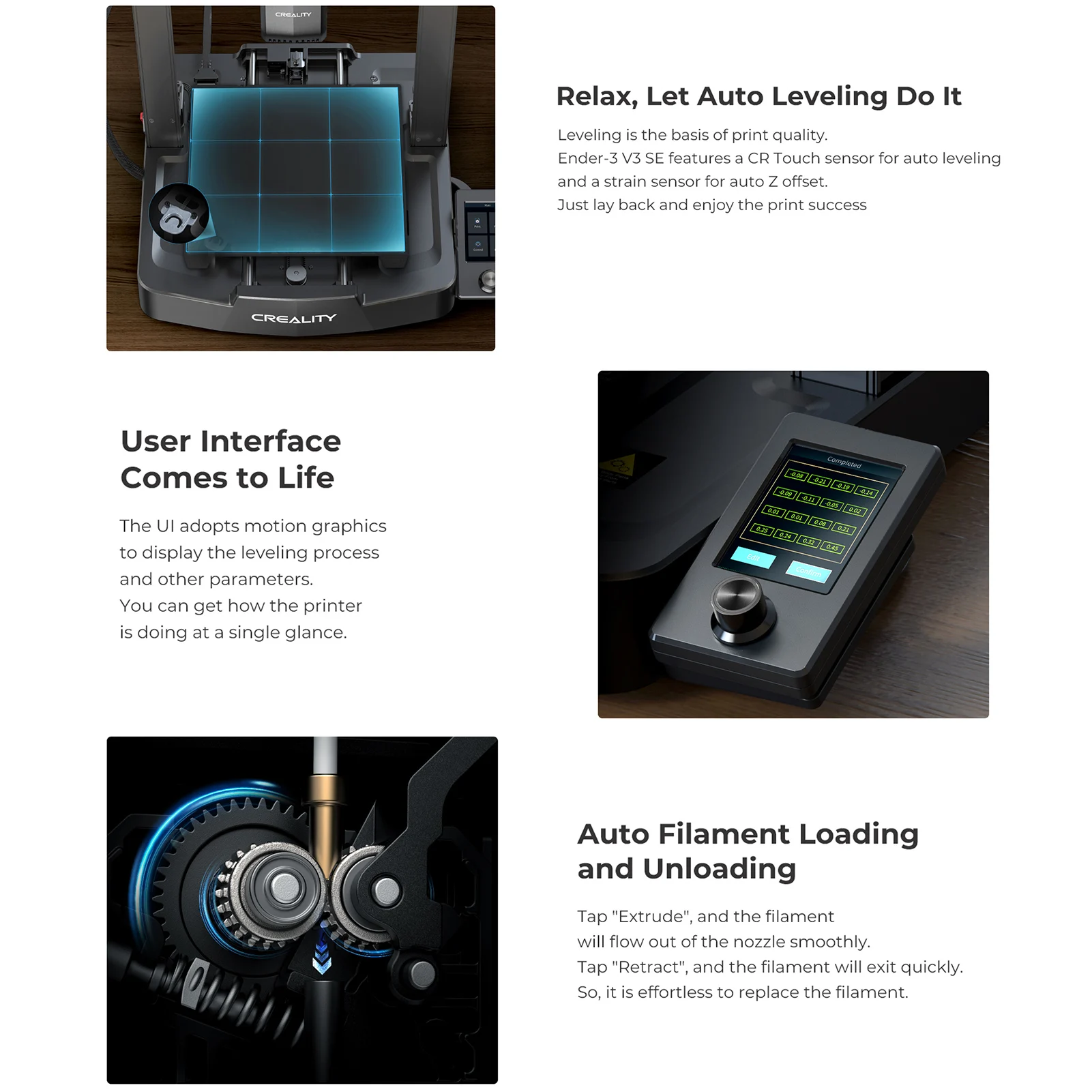 طابعة Creality Ender-3 V3 SE ثلاثية الأبعاد مع التسوية التلقائية CR Touch مقاس 220 * 220 * 250 مم وحجم الطباعة Sprite Direct Extruder Dual Z-axis #4