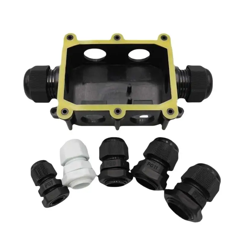 G713 IP68 Waterproof Junction Box 6 Cable Ports Durable Plastic Shell For Outdoor Electrical Wiring Garden Lighting