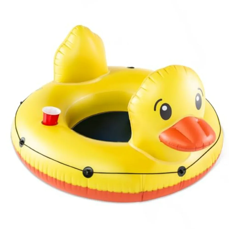 Heavy Duty Duck River Tube for river floating and summer fun, durable PVC material, vibrant yellow color, features mesh seat, b