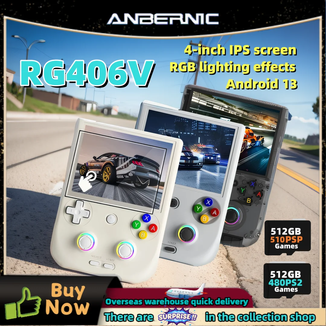 ANBERNIC RG 406V Handheld Game Console 4'IPS Multi-touch Screen Android13 Retro Video Games Support 1080p DP FOTA Update PS2 PSP