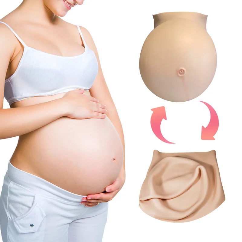 Inflatable Big Silicone Fake Twins Pregnant Belly With Stretch Marks Strech Line Soft Cosplay Crossdresser Props Customized Diy