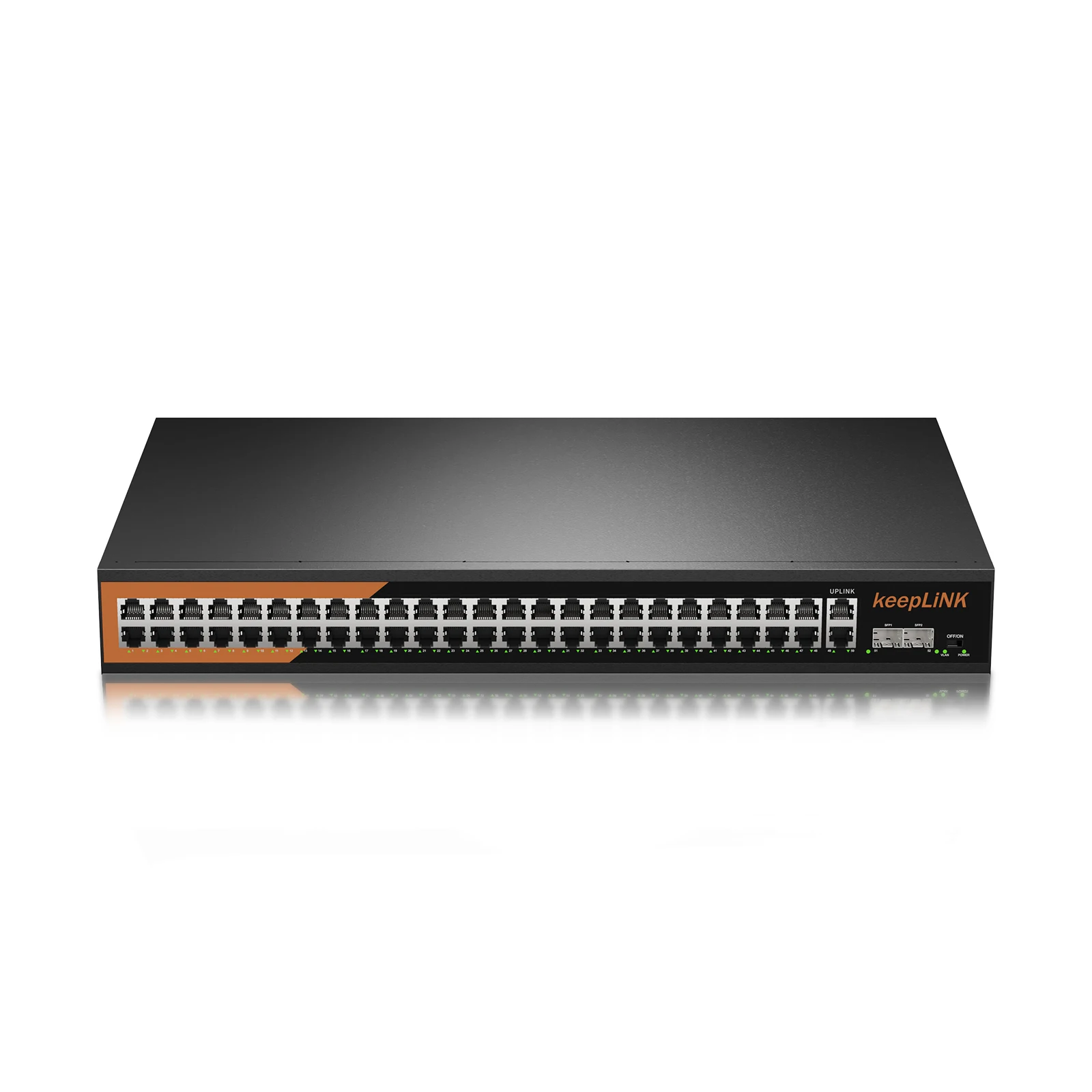 KeepLiNK 52-Port Gigabit Unmanaged Ethernet-Switch |   48x PoE+-Ports, 2x RJ45, 2x SFP Uplink |   700W Leistungsbudget IEEE802.3af/at |   Rack-Montierter Netzwerk-Switch für CCTV & Unternehmen