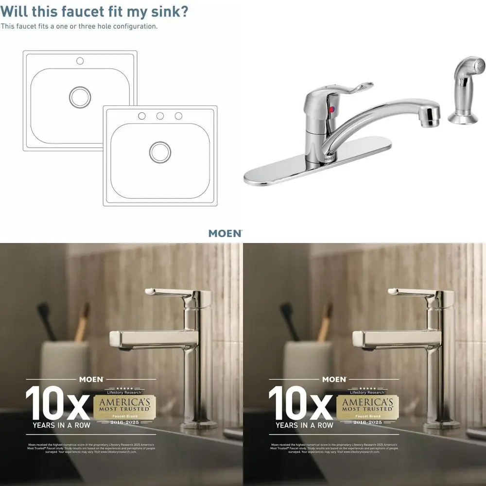 

One-Handle Kitchen Faucet with Side Spray, 1.5 GPM, Chrome Finish