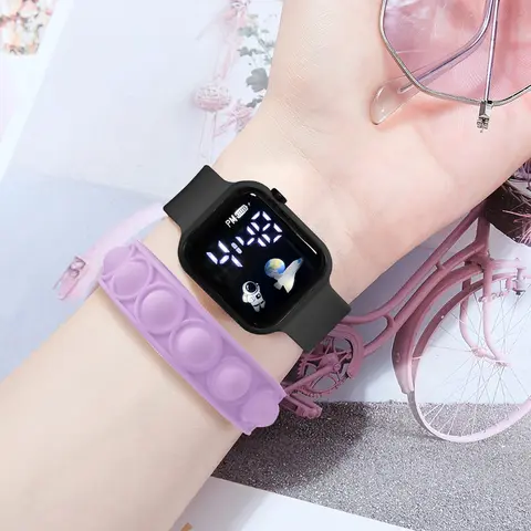 2 st barns smartklocka armband enkel och moderiktig student utomhussport elektronisk klocka present till pojkar och flickor 8 best sales vackra enkla klockor för tjejer - №2