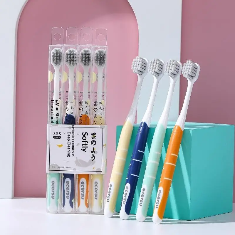 4Pcs Small Head Toothbrush Small Brush Head Takes Care Of Gums And Mouth To Remove Stains Couple Toothbrush Daily Oral Cleaning
