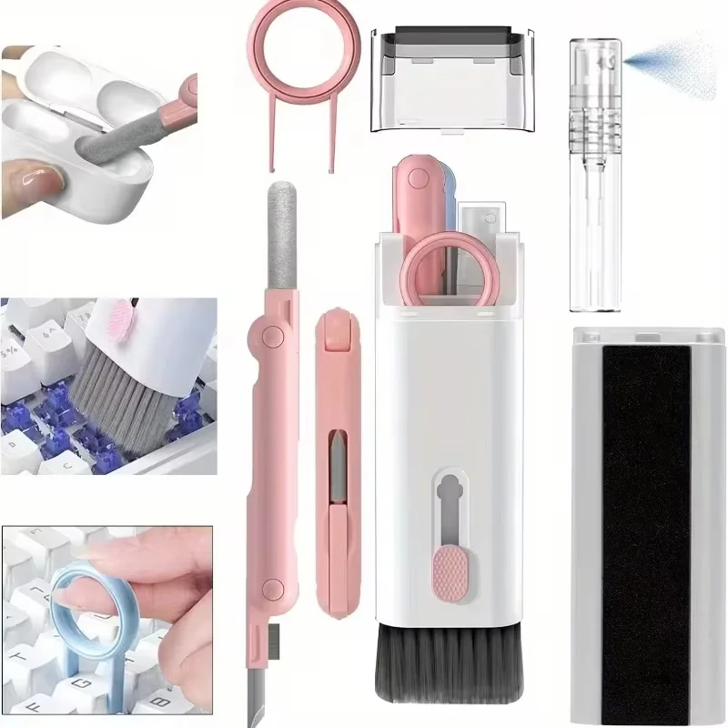 7 In 1 Earphone Cleaner Brush Kit Keyboard Cleaning Pen Keycap Puller For AirPods Headset Laptop Tablet PC Computer Phone Camera