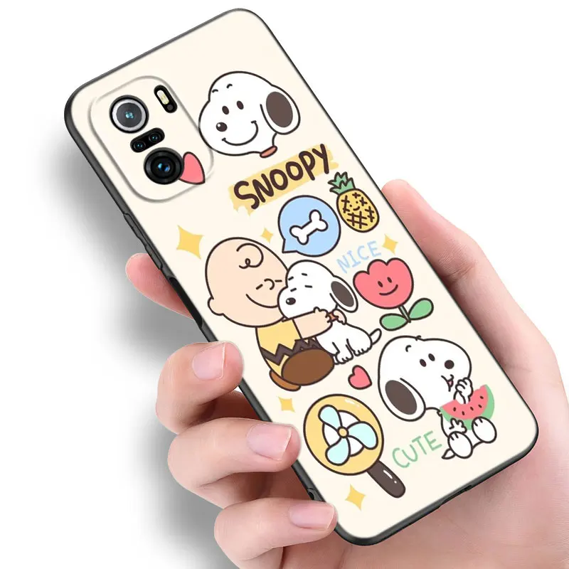 Cartoon S-snoopy Phone Case For Xiaomi Mi 9 SE 8 10 10T 11 12 13 Lite 9T 11T 12S 12T 13T Pro 5G 11i 12X Black Silicone Cover