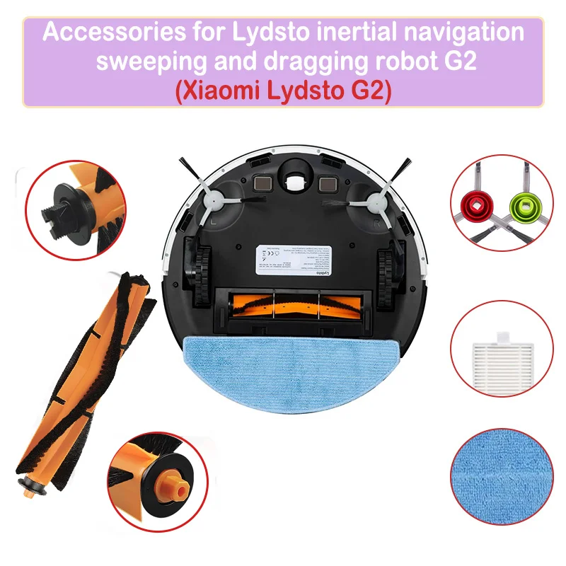 Compatible avec Xiaomi Lydsto G2/G2D Vistefly M203 Aspirateur Robotique Filtre HEPA Brosse Principale Latérale Serviette de Vadrouille Sac à Poussière Pièces