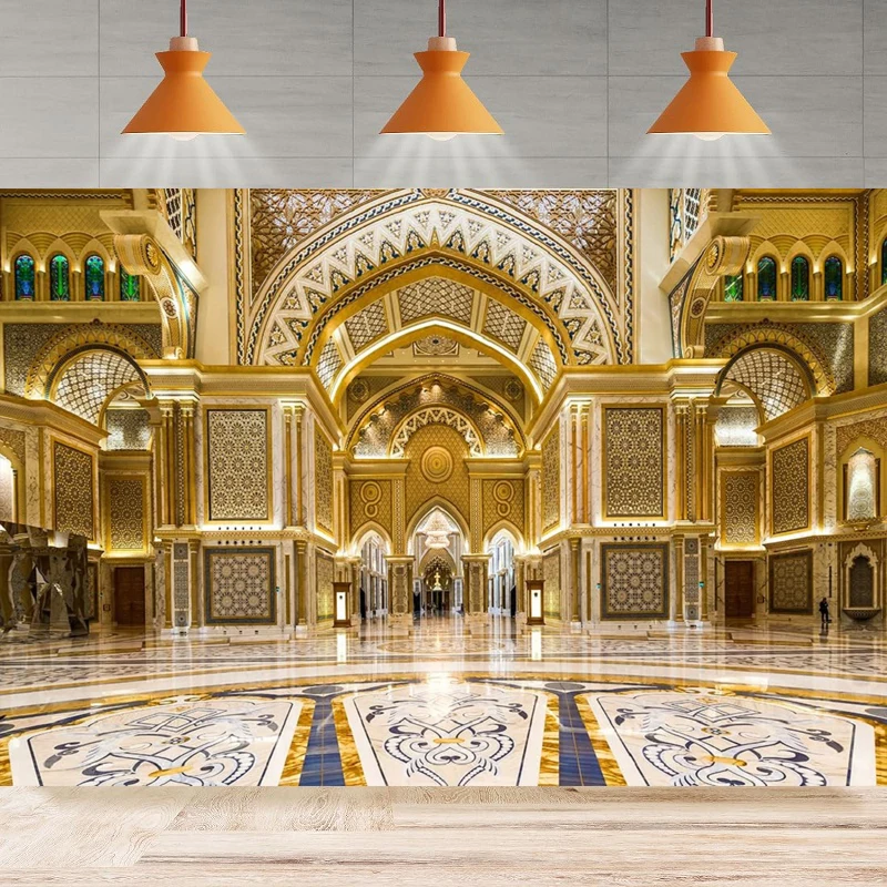 Luxurious Golden Palace Photography Background Hall Ballroom National Palace Abu Dhabi Presidential Palace Party Backdrop Wall