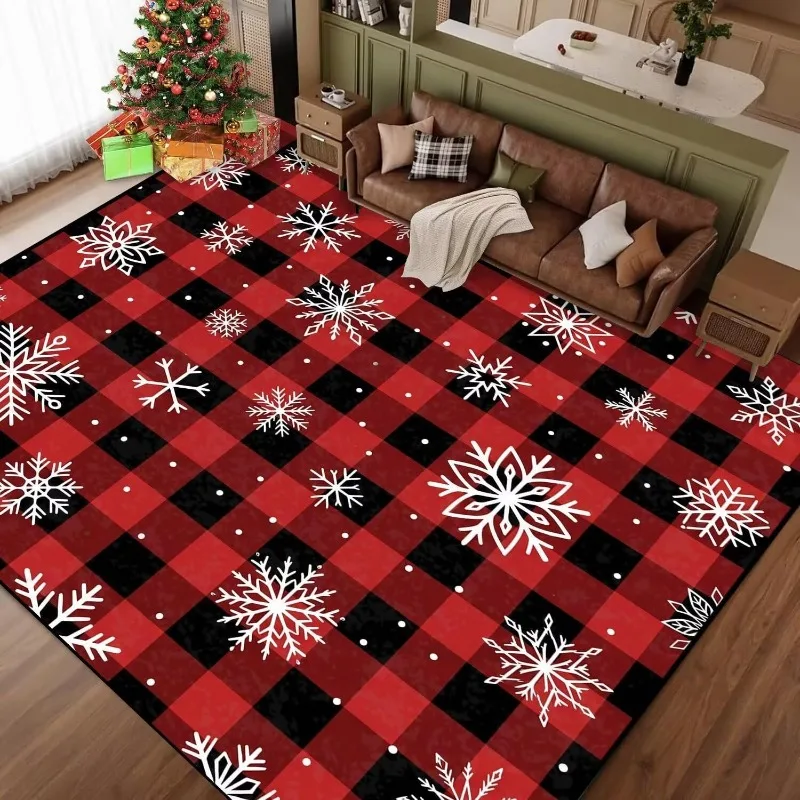 Autumn Harvest Plaid Carpet Horizontal Stripes Pumpkin Golden Star Printed Floor Carpet Vintage Fall Thanksgiving Decor Area Rug