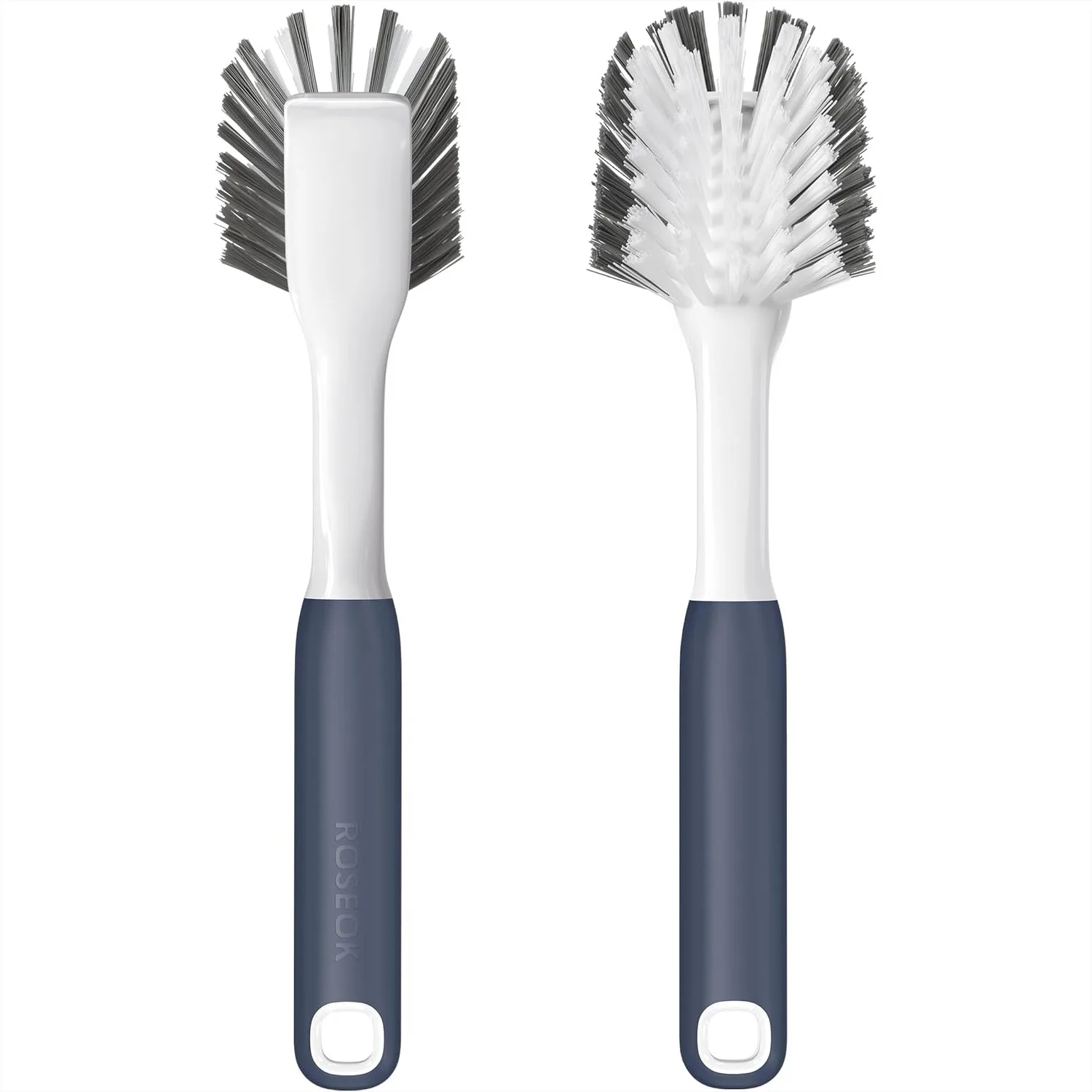 

Dish Brush with Built-in Scraper, Kitchen Scrub Brush for Cleaning Dishes Pots Non-Stick Pans and Sinks, Navy Blue, 2 Pack
