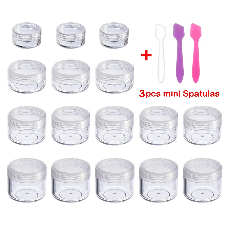 50/100Pcs 2g 3g 5g 10g 15g 20g Empty Plastic Cosmetic Cream Jar Transparent Sample Makeup Pot Eye Shadow Lip Balm Container