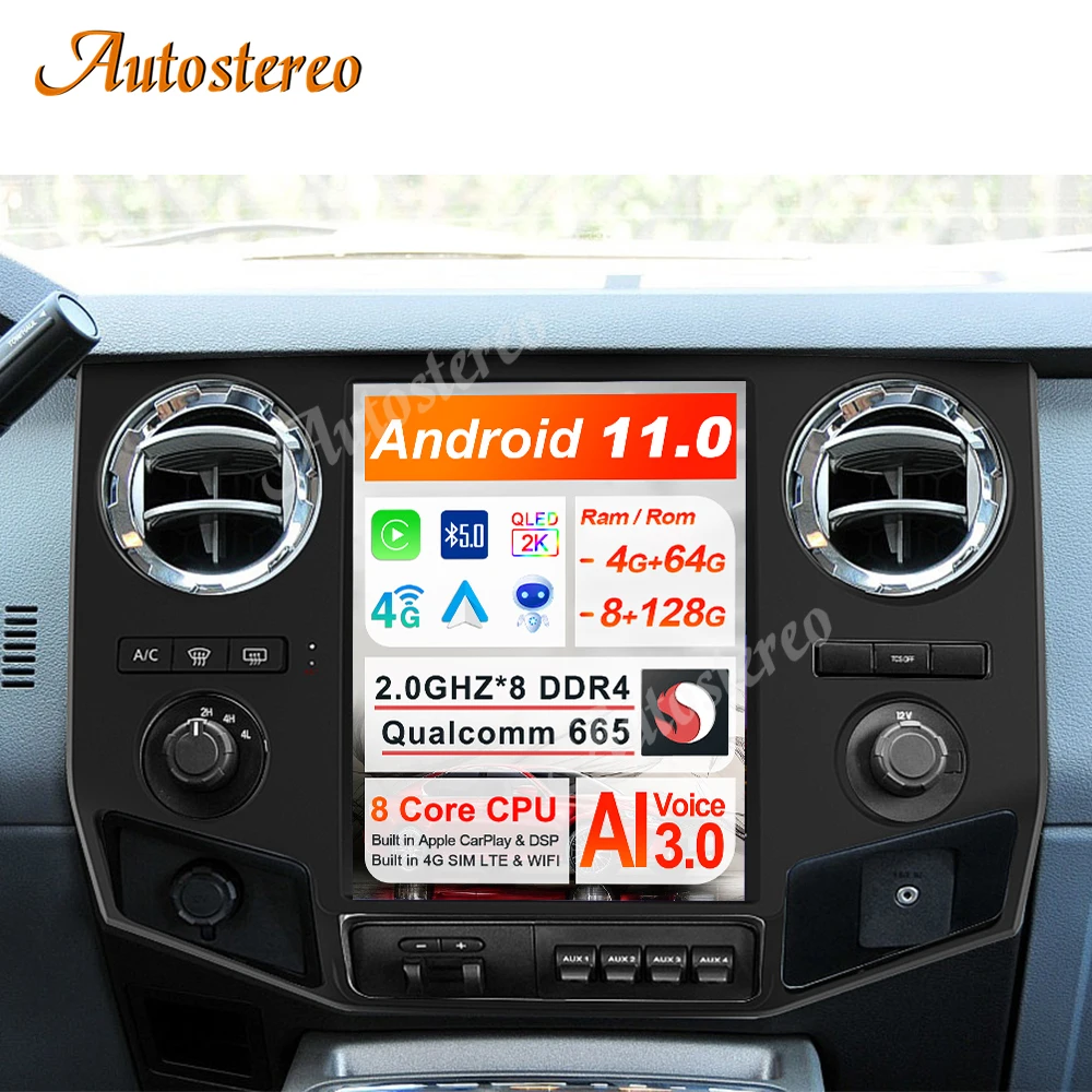 Qualcomm665 Android 11 For Ford F450 F650 2009-2014 Heavy Duty Truck Car GPS Navigation Auto Multimedia Player Headunit Carplay