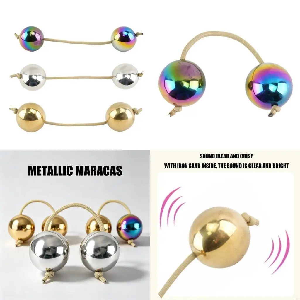 Connected-Ball Rhythm Shaker for Music Practice, Stainless Steel Bodies with Metal Pellet Filling for Music Lessons 24BD