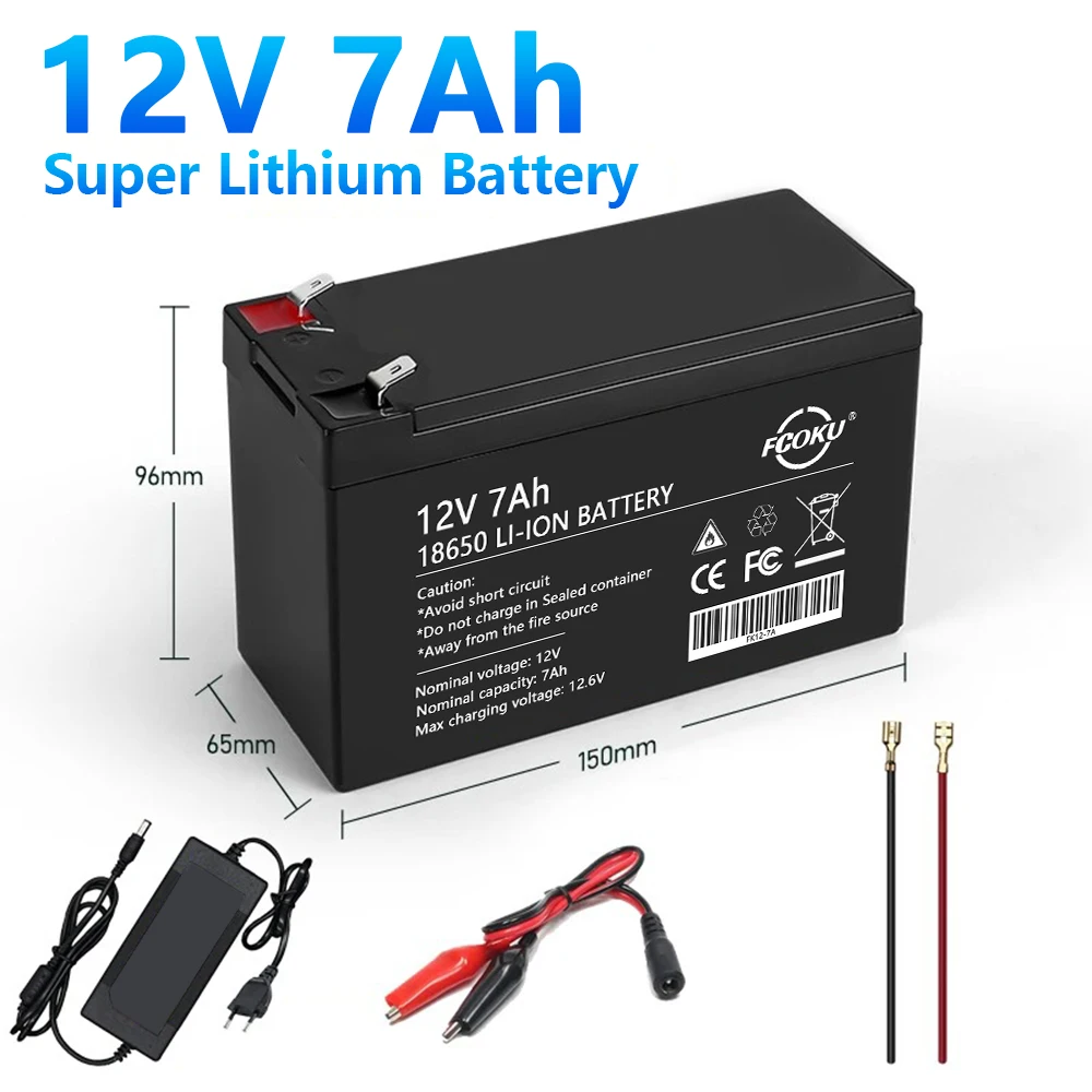 

3S4P 18650 12V 7Ah Lithium Battery Built-in BMS, 5000 Deep Cycle Rechargeable Battery for Fish Finder Camping Battery