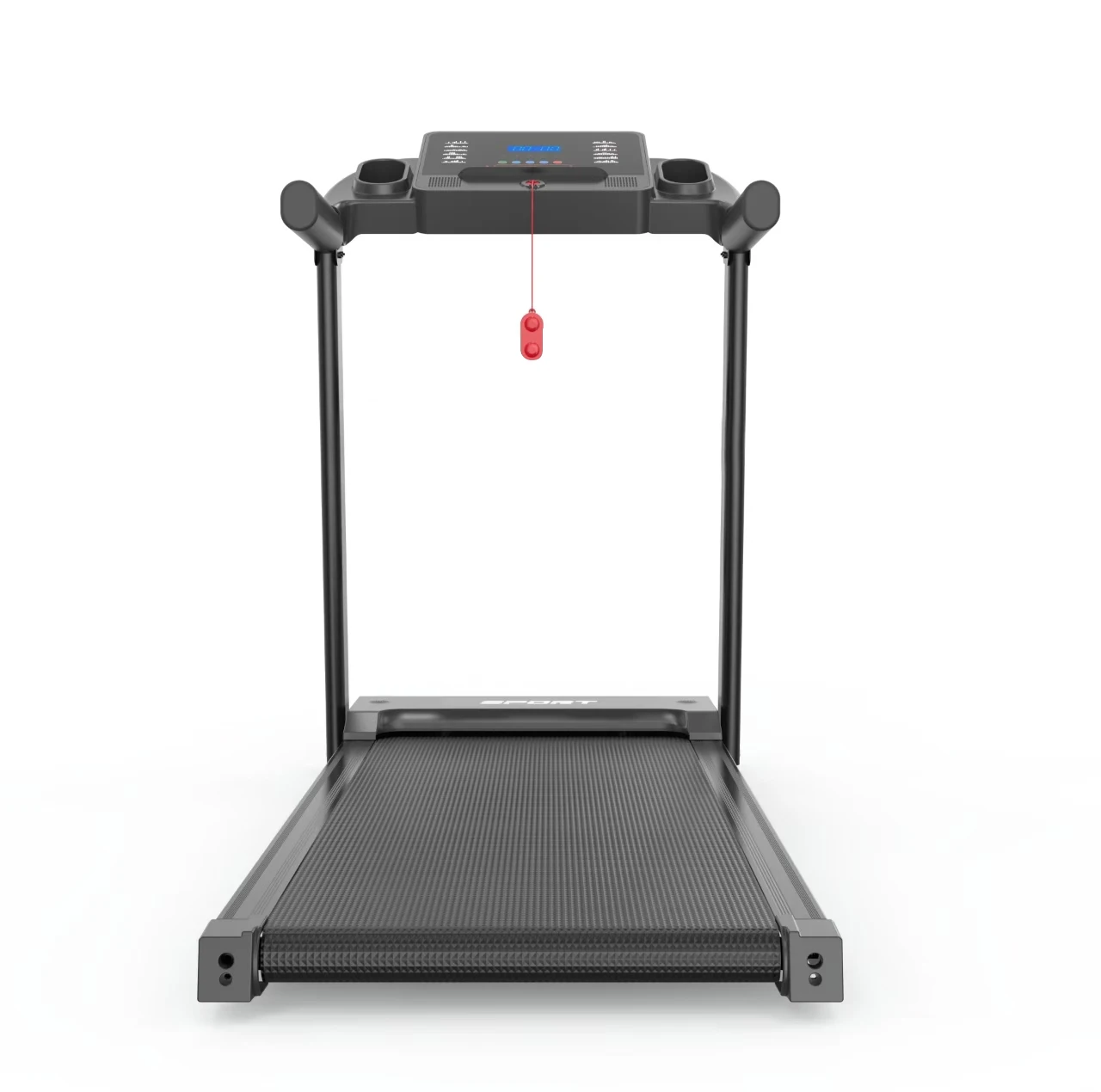 Home Gym Multifunction Horizontal Foldable Treadmill Portable with Shock Absorption Cup Holder Transport Wheels Electric Drive