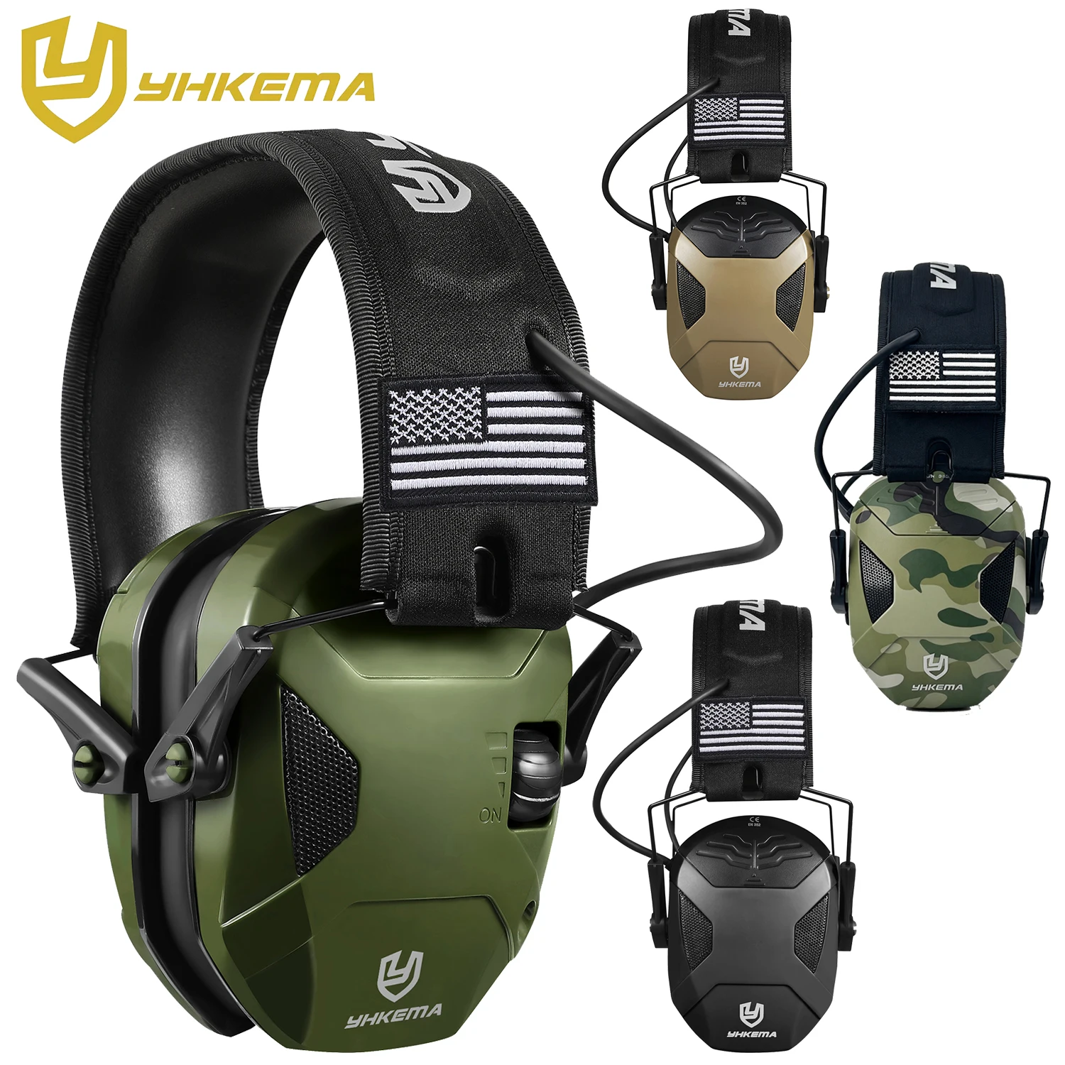 YHKEMA Electronic Shooting Earmuffs NRR 23dB Active Noise Reduction 4X Sound Amplification Hearing Protection For Hunting