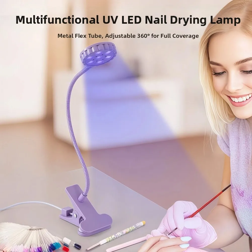 Lampada per unghie professionale a LED girevole a 360 gradi con clip Asciugacapelli UV portatile Unghie in gel Lampade per asciugare le unghie per strumenti del salone di casa