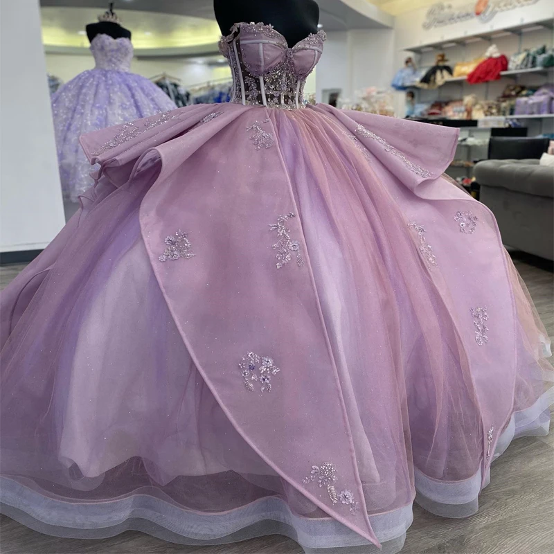 ANGELSBRIDEP Purple Princess Quinceanera Dresses Sexy Sweetheart Ball Gown Sweet 16 Long Court Train Vestidos 15 Anos