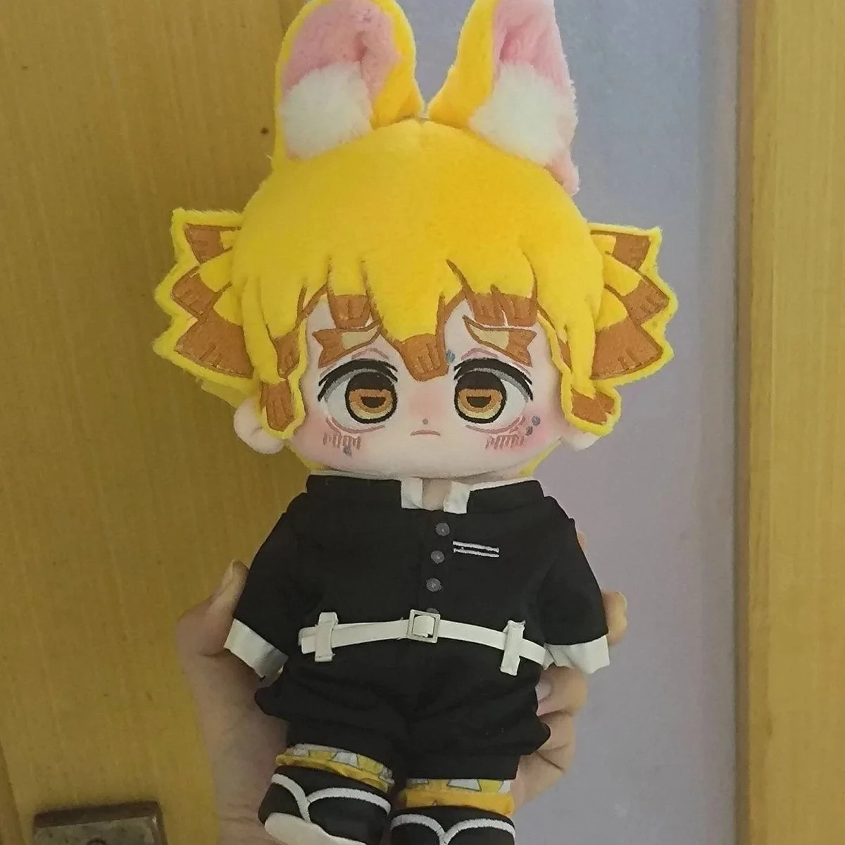 

Agatsuma Zenitsu Cute Animal Ear Handsome Boy Cosplay Anime Soft Plush Doll Body Dress Up Stuffed Plushie Toys Dolls Gift