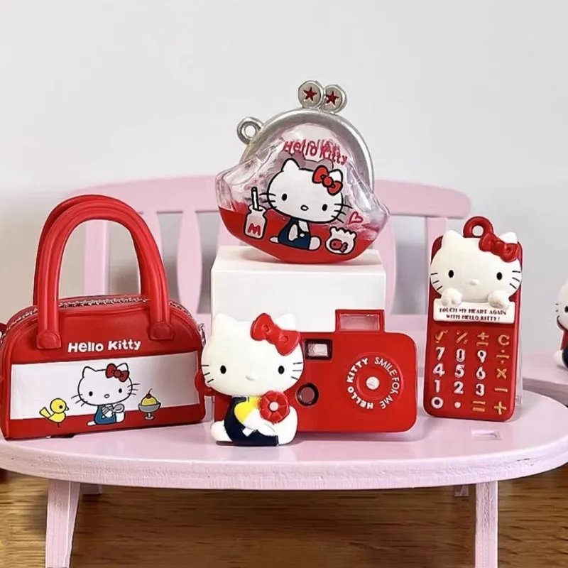 Originale Anime giapponese Gashapon Figure Cute Sanrio Hello Kitty Camera Bag portachiavi portachiavi Kawaii Capsule Toys Gift