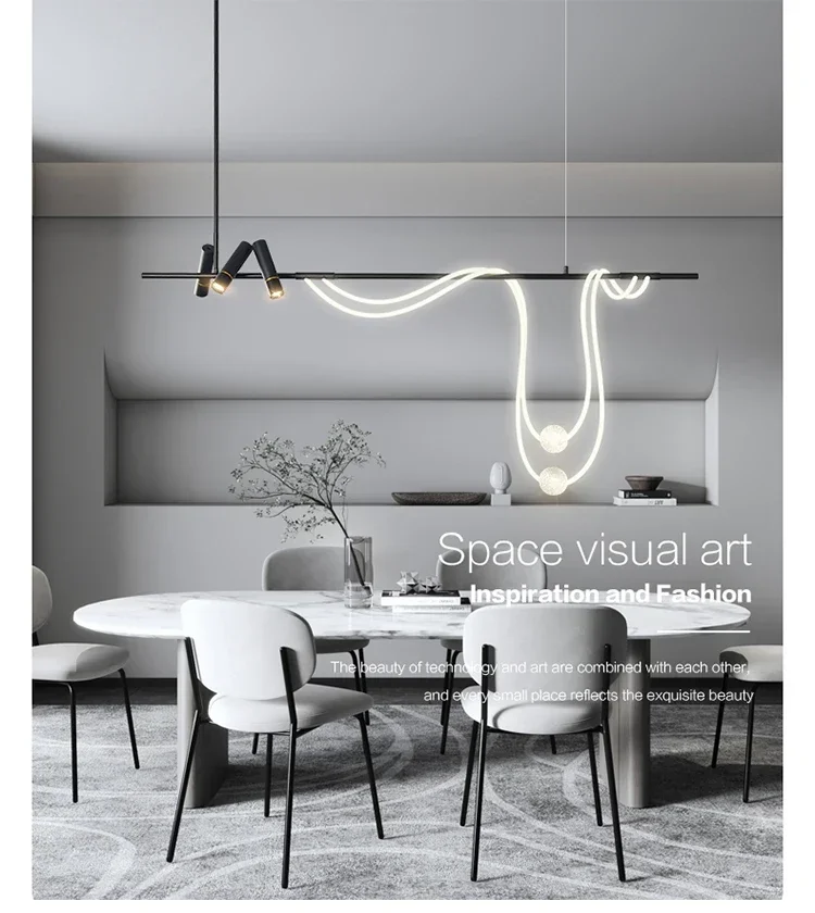 Nordic Long Flexible Hose Pendant Lights with Spotlight Chandeliers Led Lamp for Dining Living Room Lustres Home Decor