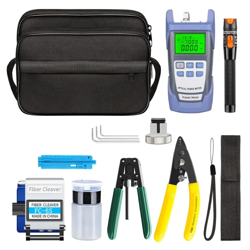 Fiber Optic Tool Kit Fusion Splicer Cold Splicing Kit Toolbox Miller Pliers Optical Power Meter Red Light Pen Cutting