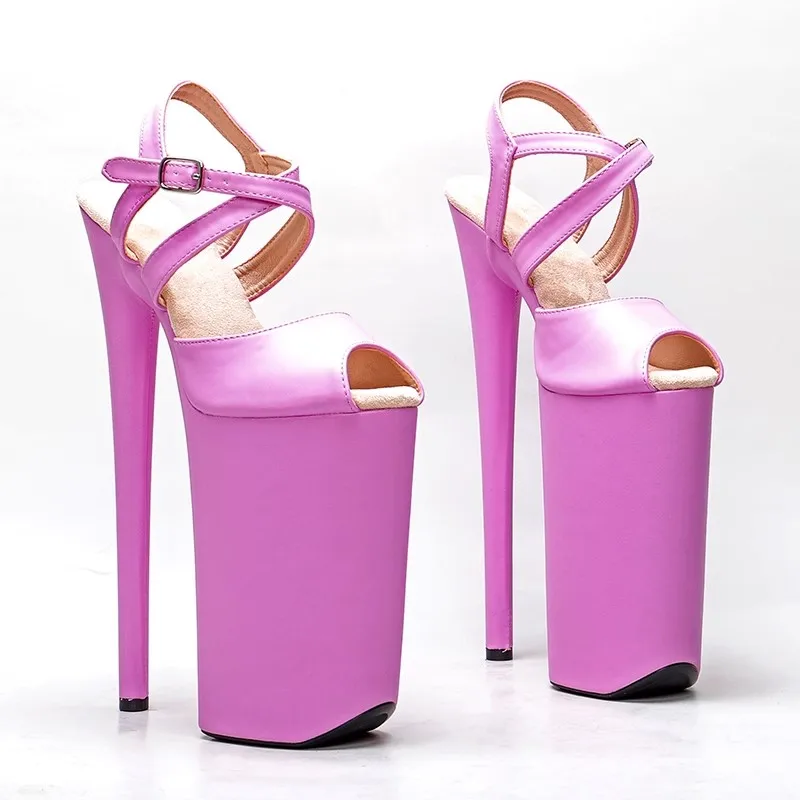 LAIJIANJINXIA New 26CM/10inches PU Upper Sexy Exotic High Heel Platform Party Sandals Pole Dance Shoes Model Shows Sandals 005